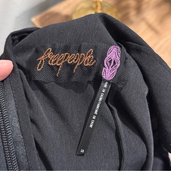 Free People 10 Black Floral Lace High Neck Fit Flare Mini Cocktail Party Dress - Picture 7 of 7